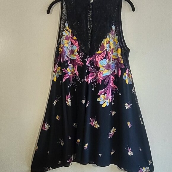 Free People Black Floral & Lace Marsha Slip Dress Festial Fairly Indie  Small - Picture 7 of 11